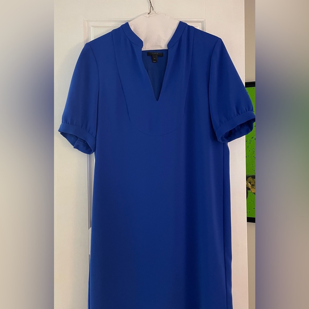 J Crew Women’s Size 4 Vibrant Blue Dress- Lined, Short-Sleeve, Knee Length